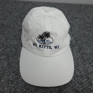 St Kitts WI Hat Cap Strap Back Mens One Size White Big Accessories Palm Trees